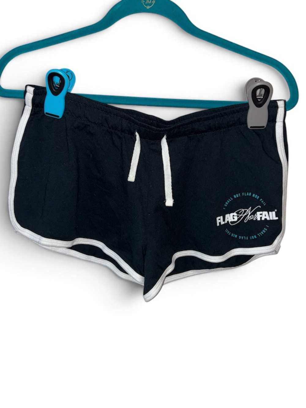 flag nor fail Black Athletic Lounge Shorts with White Trim